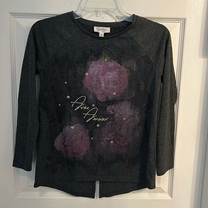 Jessica Simpson Long Sleeve Floral Shirt Women’s size L black‎